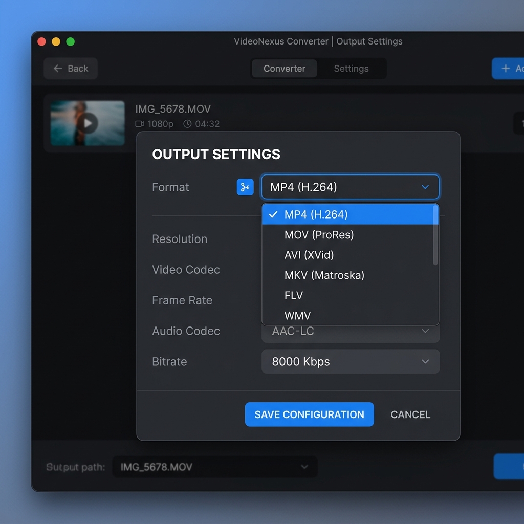 Selecting MP4 Format