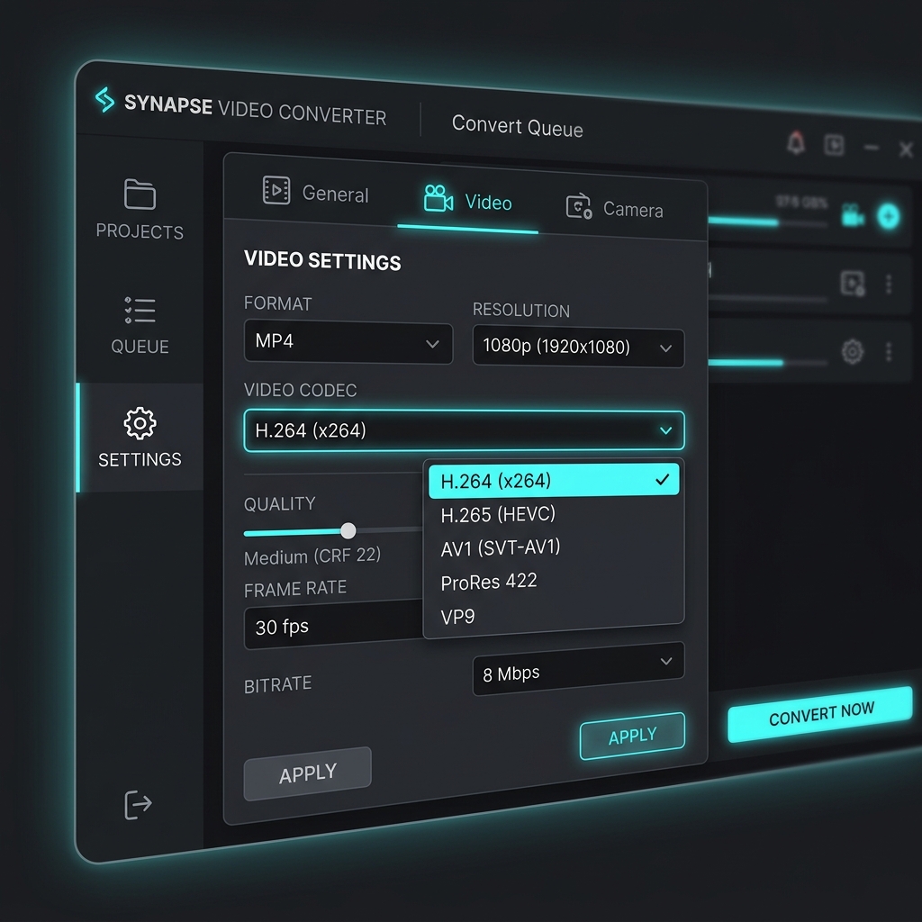 Selecting H.264 Video Codec