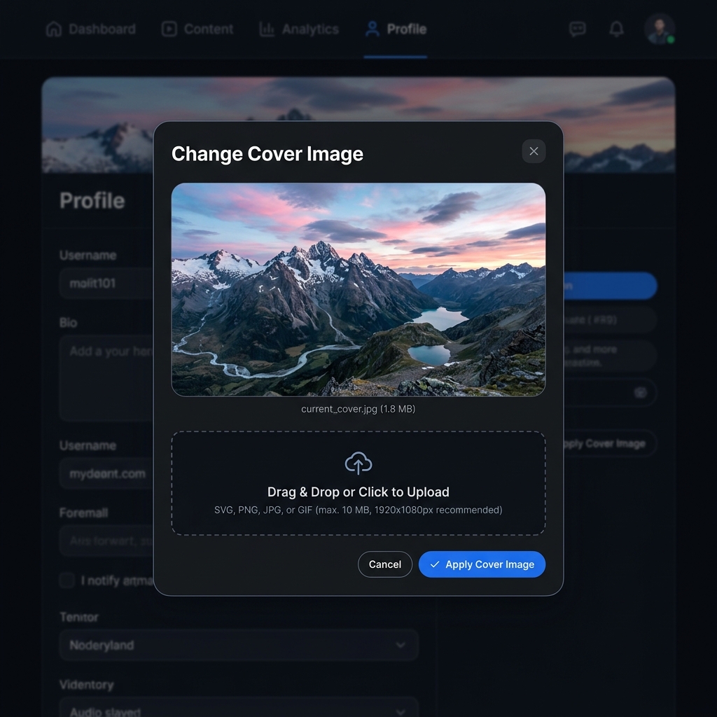 Screenshot: Changing a video cover image window