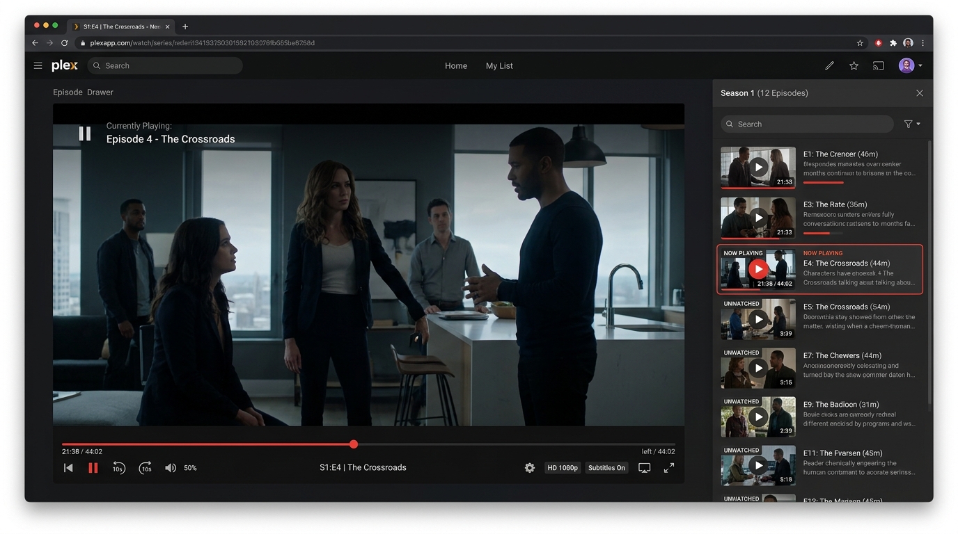 Episode Drawer in Video Player
