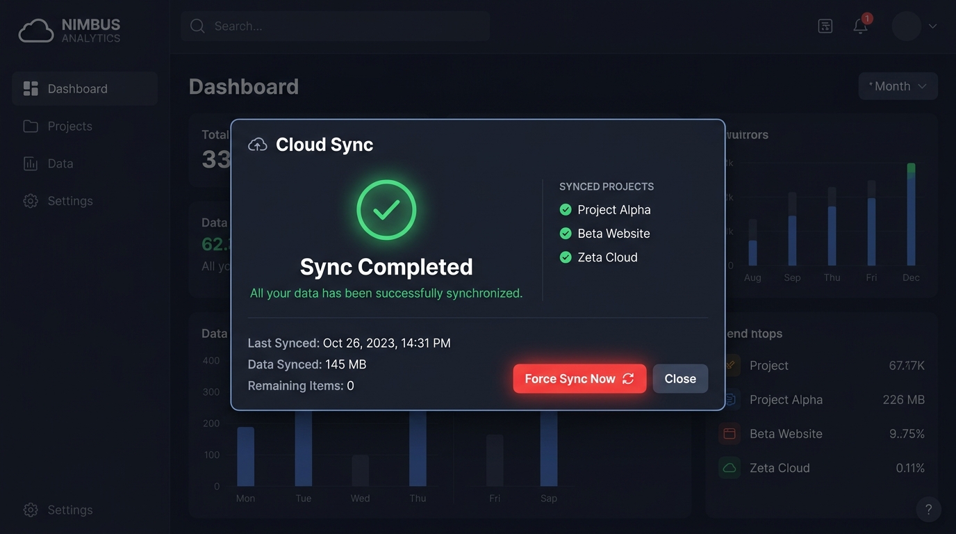 Force Sync Modal and Success Notification